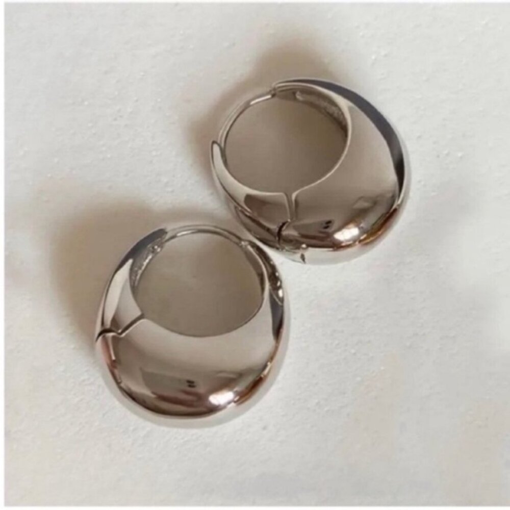 New! Anthropologie Mallory Silver French Huggie Earrings NWOT
